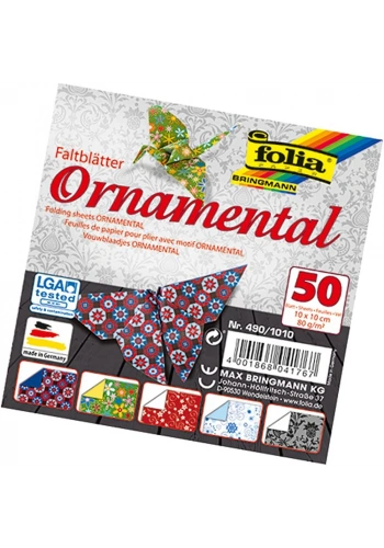 Folia Ornamental Desenli Origami Kağıdı 10x10 cm. 5 Motif 50 Yaprak