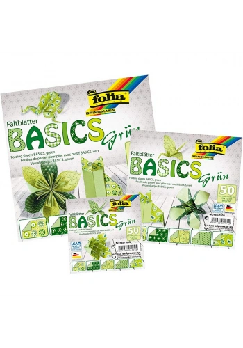 Folia Origami Kağıdı 15x15 cm. 5 Desen 50 Yaprak Basic Yeşil