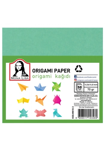 Südor Mona Lisa Origami Kağıdı 15x15 cm. 10 Renk 50 Adet