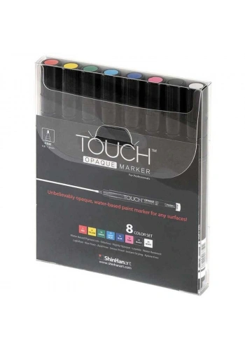 Touch Opaque Marker Su Bazlı Akrilik Boyama Markörü Kalemi Seti 8 Renk Fine Uç (0.8-1.3 mm)