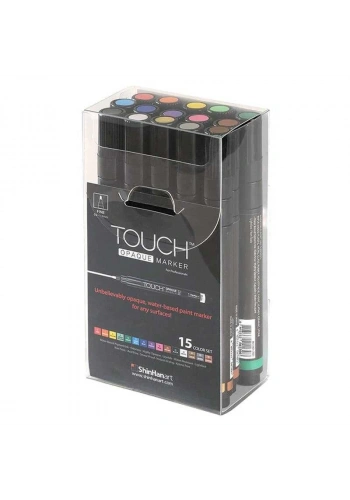 Touch Opaque Marker Su Bazlı Akrilik Boyama Markörü Kalemi Seti 15 Renk Fine Uç (0.8-1.3 mm)