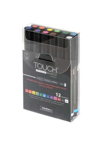 Touch Opaque Marker Su Bazlı Akrilik Boyama Markörü Kalemi Seti 12 Renk Fine Uç (0.8-1.3 mm)