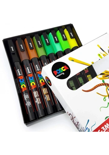 Uni Posca PC-3M 0.9-1.3 Su Bazlı Boyama Markörü Seti Toprak Renkleri 8 RENK