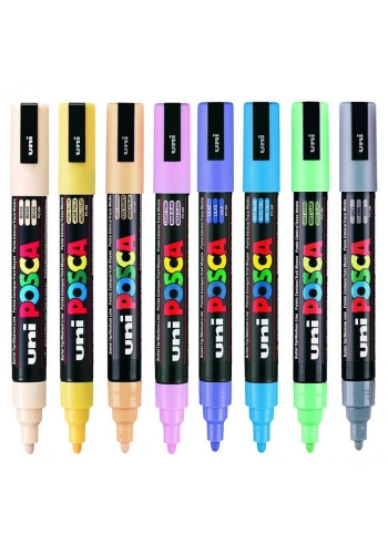 Uni Posca PC-5M 1.8-2.5 Su Bazlı Boyama Markörü Seti Çiçek Renkleri 8 RENK