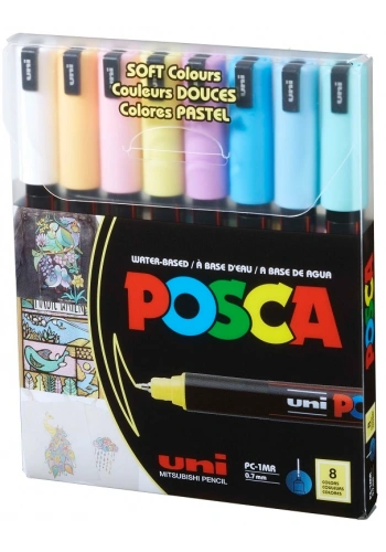 Uni Posca PC-1MR 0.7 Su Bazlı Boyama Markörü Seti Pastel Renkler 8 RENK