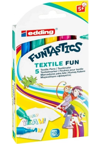 Edding 17 Funtastics Textile Fun Kumaş Tekstil Boyama Kalemi Seti 5 Renk