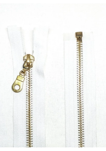 80cm Beyaz Metal Gold Dişli Fermuar