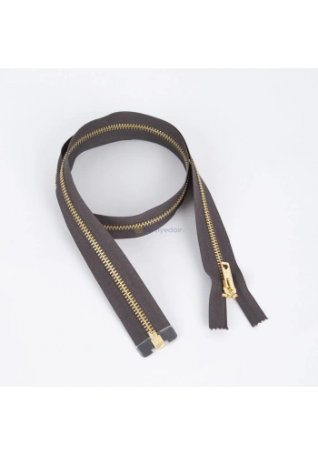 80cm Koyu Gri Metal Gold Dişli Fermuar