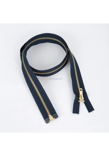 80cm Lacivert Metal Gold Dişli Fermuar