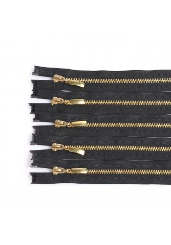 80cm Siyah Metal Gold Dişli Fermuar 5 Adet