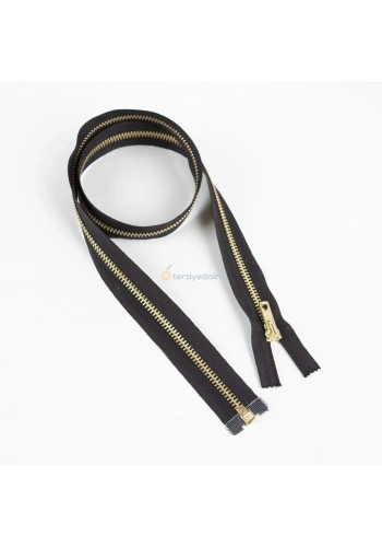 80cm Siyah Metal Gold Dişli Fermuar