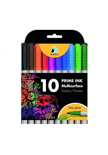 Adel Prime Ink Multisurface Marker 10lu Klasik