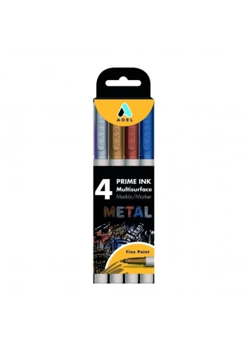Adel Prime Ink Multisurface Marker 4lü Metalik