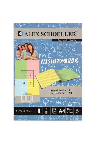 Alex Schoeller A4 Renkli Bloknot 80 gr. Çizgili 60lı