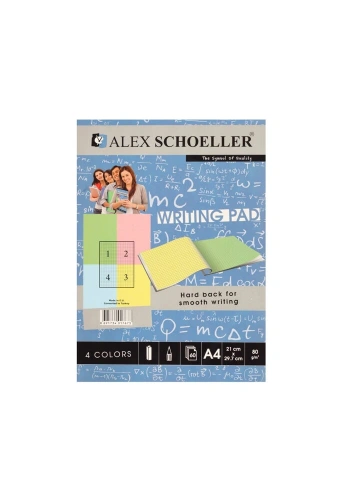 Alex Schoeller A4 Renkli Bloknot 80 gr. Kareli 60lı