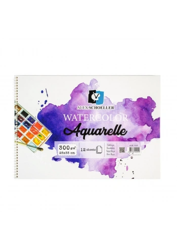 Alex Schoeller Aquarelle Sulu Boya Defteri 300gr 25x35cm 12yp Spiralli ALX-919