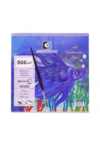 Alex Schoeller Art Watercolour Pad Spiralli Sulu Boya Defteri Blok 300 gr. 20x20 cm. 12 yaprak
