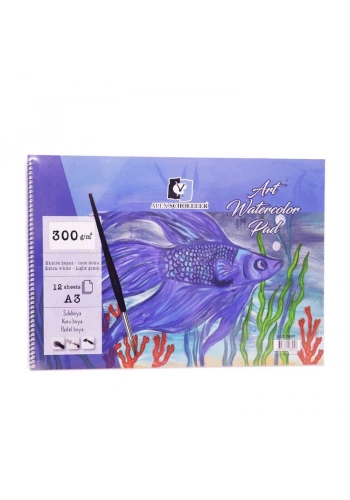 Alex Schoeller Art Watercolour Pad Spiralli Sulu Boya Defteri Blok 300 gr. A3 12 yaprak