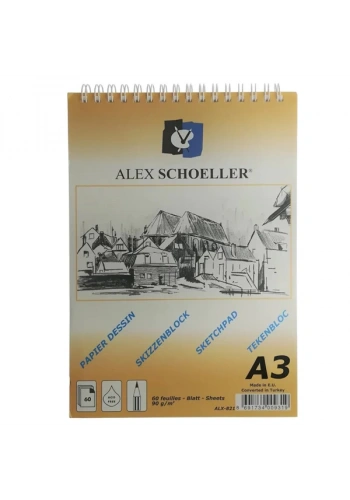 Alex Schoeller Aydınger Bloknot Eskiz Spiralli 60 YP A3 90 GR ALX-822