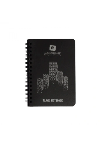 Alex Schoeller Black Notebook Spiralli Siyah Defter A6 120 gr. 60 yaprak