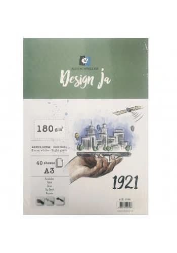 Alex Schoeller Design Ja Eskiz Defteri 180gr A3 40 Yaprak Spiralli ALX 0588