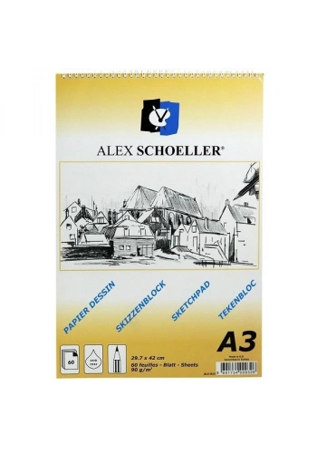 Alex Schoeller Eskiz Blok Defter 90gr A3 60 Yaprak ALX 822
