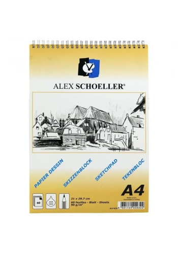 Alex Schoeller Eskiz Blok Defter 90gr A4 60 Yaprak ALX 820