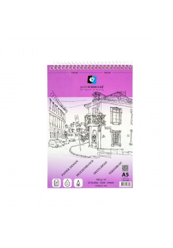 Alex Schoeller Eskiz Blok Defter Spiralli 180gr A5 25yp ALX-7808