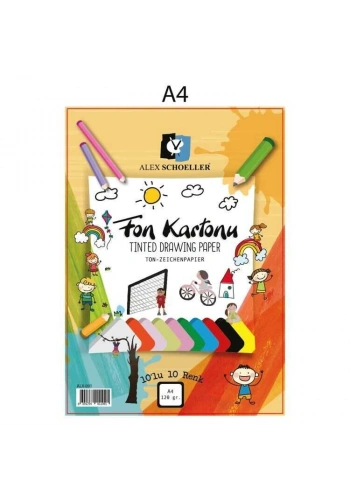 Alex Schoeller Fon Kartonu 120 gr. A4 10 Renk Karışık Poşetli