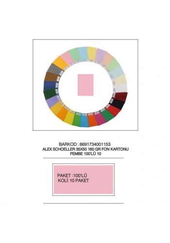 Alex Schoeller Fon Kartonu 160 GR 35x50 10 Pembe
