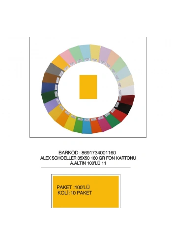 Alex Schoeller Fon Kartonu 160 GR 35x50 11 Açık Altın