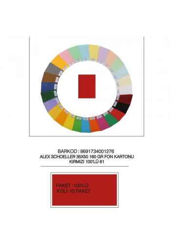 Alex Schoeller Fon Kartonu 160 GR 35x50 61 Kırmızı