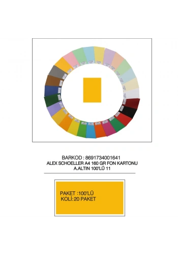 Alex Schoeller Fon Kartonu 160 GR A4 11 A Altın