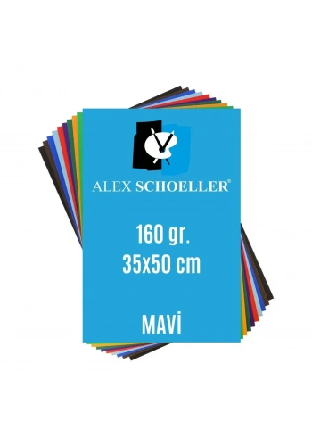 Alex Schoeller Fon Kartonu 160gr 35x50cm 55 Mavi