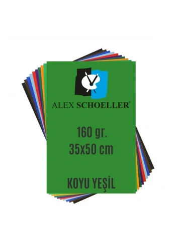 Alex Schoeller Fon Kartonu 160gr 35x50cm 60 Koyu Yeşil