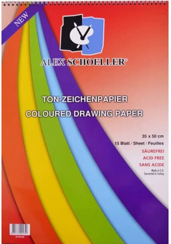 Alex Schoeller Fon Kartonu 35x50 Cm.120 Gr.15 Yp.Spiralli Blok (ALX-840)