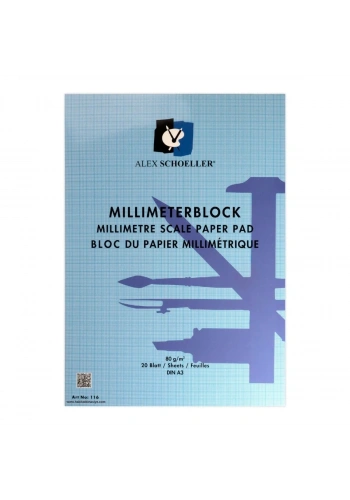Alex Schoeller Milimetrik Blok A3 80gr 20yp Mavi