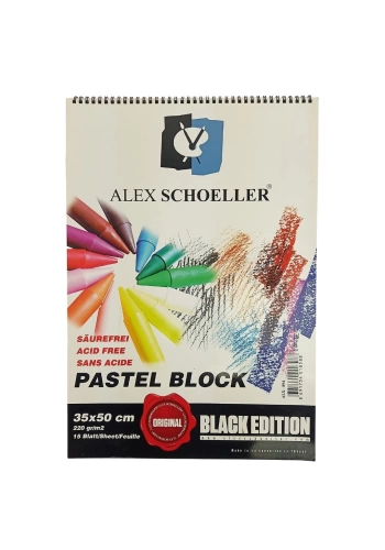 Alex Schoeller Pastel Fon Blok Spiralli 35x50cm 220gr 15yp Siyah ALX 894