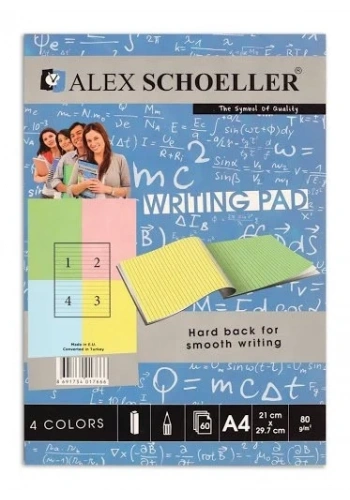 Alex Schoeller Renkli Bloknot Kareli 80gr A4 60yp ALX 888
