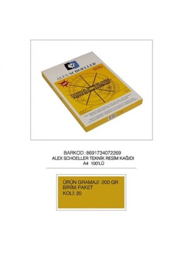 Alex Schoeller Resim Kağıdı Damgalı 100 LÜ A4 200 GR