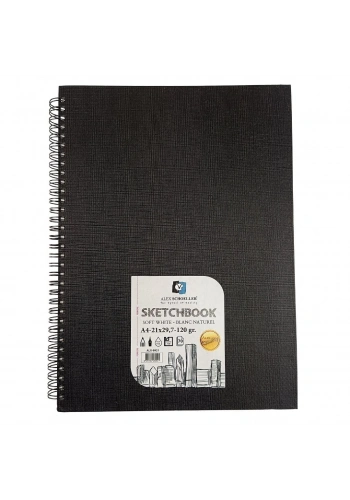 Alex Schoeller Sert Kapak Eskiz Defteri Spiralli A4 120gr 70 Yaprak Soft White Çizgisiz ALX 9921