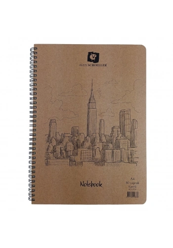 Alex Schoeller Sert Kapak Sprialli Defter A4 80 Yaprak Kareli ALX 0336