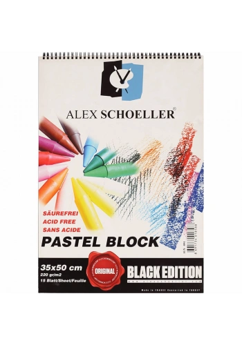 Alex Schoeller SİYAH Pastel Boya Defteri Fon Blok 220 gr. 35x50 cm. 15 sayfa