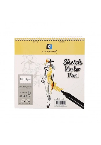 Alex Schoeller Sketch Marker Pad Eskiz Defteri 200gr 20x20cm 40yp Spiralli