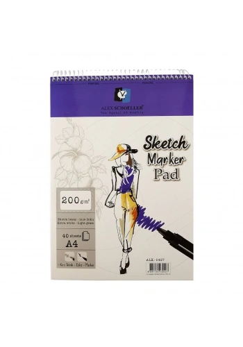 Alex Schoeller Sketch Marker Pad Eskiz Defteri 200gr A4 40yp Spiralli