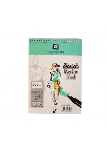 Alex Schoeller Sketch Marker Pad Eskiz Defteri 200gr A5 40yp Spiralli