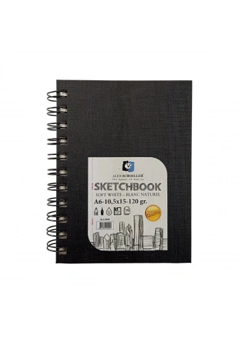 Alex Schoeller Sketchbook Sert Kapak Eskiz Defteri 120gr A6 70yp Spiralli Soft White Çizgisiz