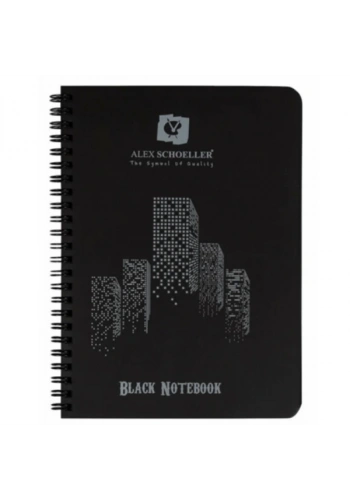 Alex Schoeller Spiralli Defter Plastik Kapak Siyah 60 YP A4 100.04