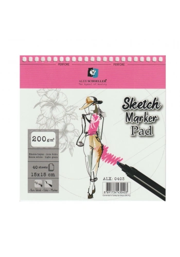 Alex Schoeller Spiralli Sketch Marker Defteri Pad 200 gr. 15x15 cm. 40 yp.