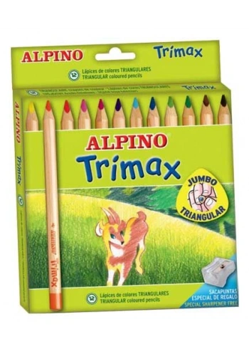 Alpino Trimax Üçgen Jumbo Kuru Boya 12 Renk